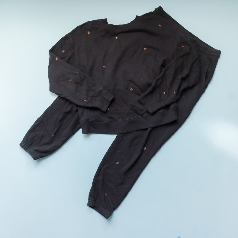 Rails Kingston Black Star Embroidered Matching Lounge Sweat Set Size Medium